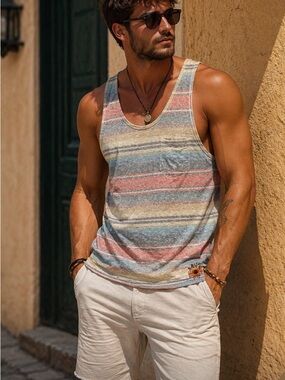 TRUE RELIGION Striped Tank Top Surf Streetwear Racerback Summer Essential 🥵🔥💦